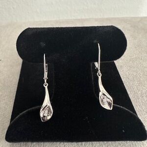 Sterling Silver Diamond Accent Calla Lilly Drop Earrings by Stella Chow